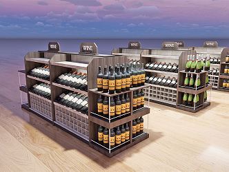 Modern Shelf Supermarket Convenience Store Nakajima Wine Cabinet Shelf 3d model