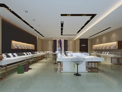 Modern Luxury Jewelry Store Interior With Glass Display Cases And White Counters 3d model