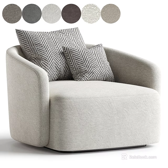 Comfortable Modern Beige Upholstered Single Sofa With Gray Herringbone Pillows 3d model 
