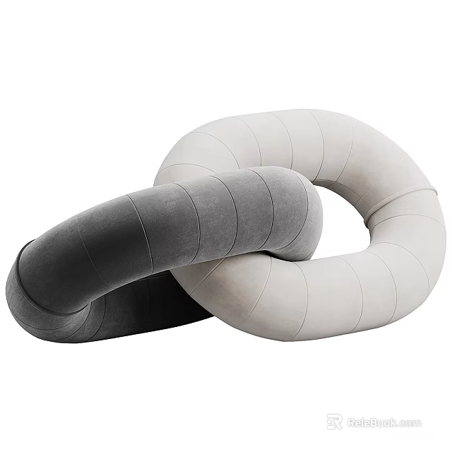 Modern Soft Intertwined Loop Velvet Pillows in Dark and Light Gray 3d model 