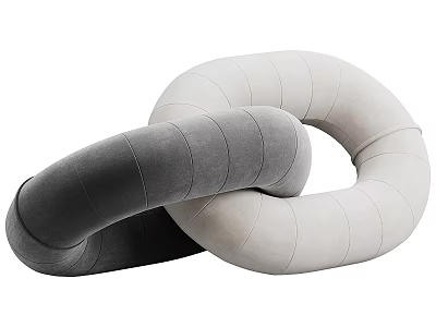 Modern Soft Intertwined Loop Velvet Pillows in Dark and Light Gray 3d model
