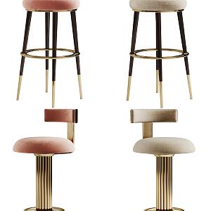 Light Luxury Bar Chair High Bar Chair Combination 3d model