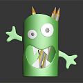 Green Monster Shaped Pen Holder With Cute Eyes Arms And Pencils For Desk Stationery