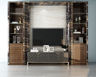 Modern TV Background Cabinet 3d model