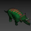 Green Plastic Triceratops Dinosaur Model With Red Spiked Head And Back