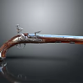 Intricate Carved Antique Pistol With Wooden Stock And Metal Components Detailed Sculptural Design