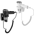 Wall Mounted Black And White Hairdryers With Coiled Cords For Daily Use