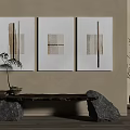 Triptych of Quiet Wind Decorative Painting Combination 3d model