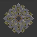 Ornate Polygonal Decorative Stand With Intricate Floral Pattern And Carved Legs