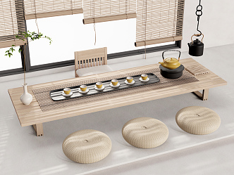 Japanese Tea Table and Chair Japanese Tea Table and Chair Tea Table Tatami Tea Table 3d model