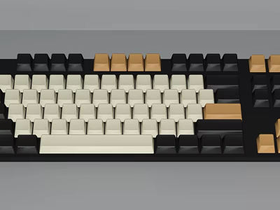 Mechanical Computer Keyboard With Black White Tan Keycaps And Colorful Design 3d model