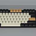 Mechanical Computer Keyboard With Black White Tan Keycaps And Colorful Design 3d model