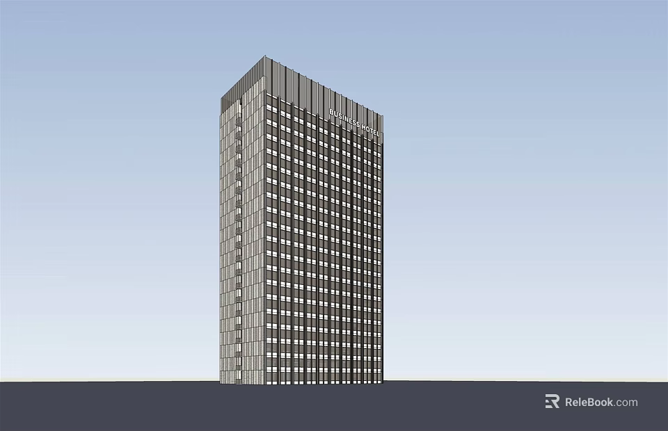 Modern High Rise Hotel Building With Glass Facade And Multiple Windows 3d model