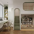 Modern Green Kids Room With Staircase Play Area And Study Desk