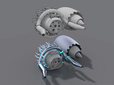 Industrial Equipment Turbo Engine Components With Metal Structure And Mechanical Gear Parts 3d model