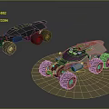 Realistic Sandy Terrain Display With Two Detailed Off Road Vehicle Models
