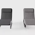 Modern Curved Lounge Chair With Metal Frame And Comfortable Dark Gray Upholstery Design