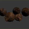 Brown Pear Shaped Textured Cloth Bags With Drawstring Closure In Various Sizes On Dark Background