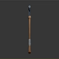 Carved Hammer Sculpture With Intricate Metal Head And Wooden Wrapped Handle