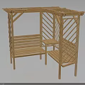 Wooden Garden Pergola Structure With Lattice Design Bench And Shelves