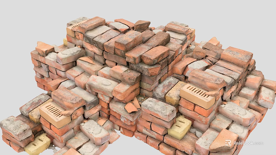 Stacked Natural Stone and Wood Materials for Construction Projects and Home Decor 3d model 