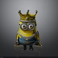 Cute Minion Character Wearing Golden Crown And Blue Armor With Cape