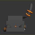 Cartoon Robot Cat With Gray Body Orange Antenna Smiling Face And Orange Tie