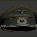 Classic Green Military Cap With Orange Trim Decorative Badge And Rope Knot
