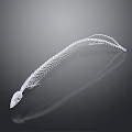 Detailed White Snake Skeleton 3D Model with Reflection on Dark Background