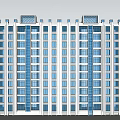 Modern High Rise Apartment Building With White Exterior And Blue Glass Windows