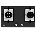 Modern Kitchen Appliance Black Glass Gas Cooktop With Two Burners And Knob Controls