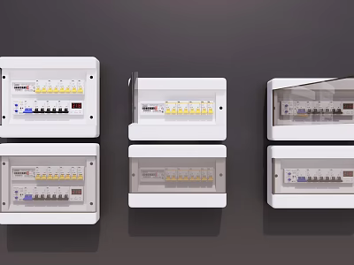Modern White Switch Panels with Multiple Button Layouts and Indicators 3d model