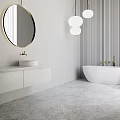 Modern Bathroom Interior With White Countertop Sink And Marble Floor Tiles