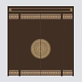 Classic Dark Brown Double Doors With Gold Circular Pattern And Traditional Motifs