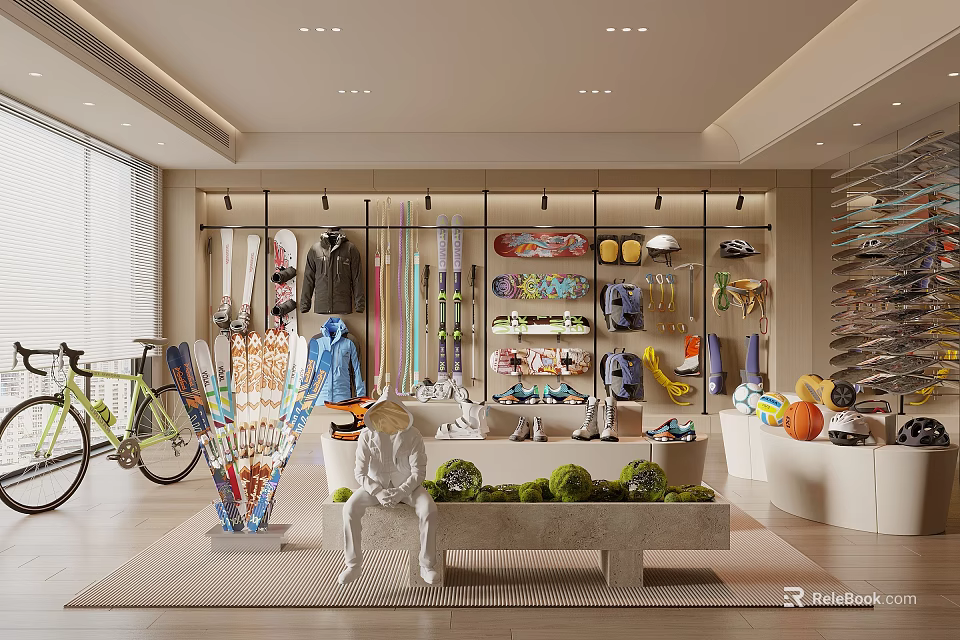 Modern Sports Fitness Studio With Workout Equipment And Training Gear For Exercise 3d model 