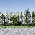Lush Bamboo Garden Landscape With Circular Wall Decor And Slate Paved Ground