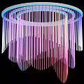 Modern Circular Chandelier With Colorful Hanging Stripes And LED Lighting
