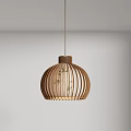 Natural Style Wooden Chandelier With Bamboo Strips And Round Spherical Design