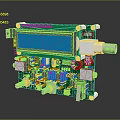 Modern Computer Circuit Board With LCD Display Electronic Components And Connectors 3d model
