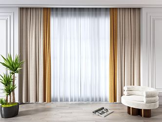 Modern Curtain Fabric Curtain 3d model