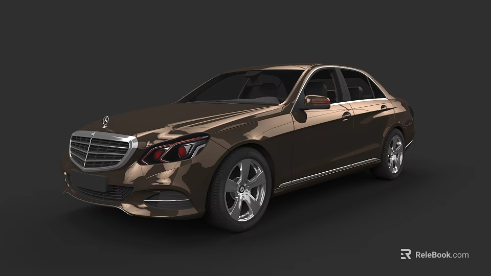 Brown Mercedes Benz Luxury Sedan With Modern Sleek Design And Alloy Wheels 3d model 