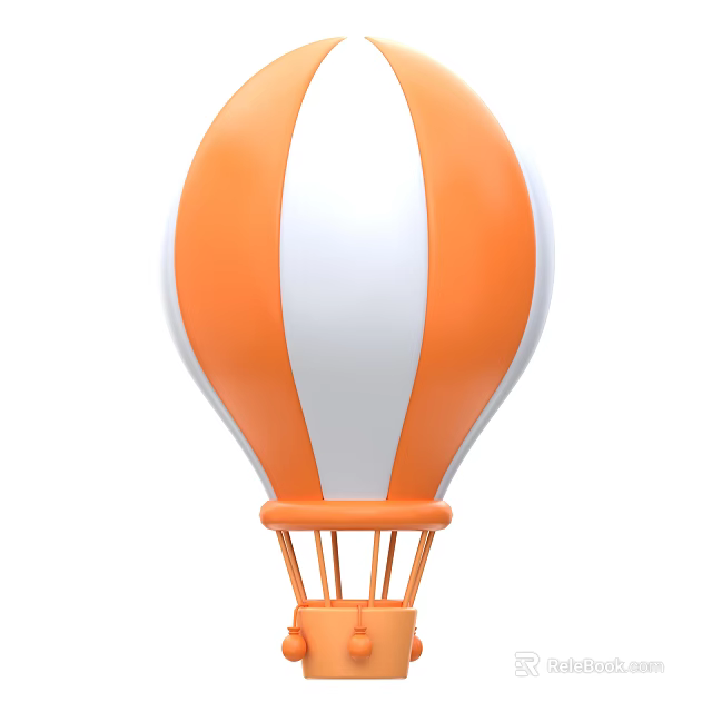 Colorful Orange And White Striped Hot Air Balloon 3D Illustration Design 3d model 