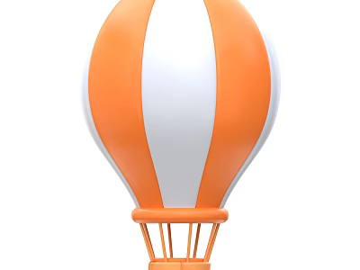 Colorful Orange And White Striped Hot Air Balloon 3D Illustration Design 3d model