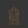 Wooden Windmill Tower Building With Wooden Structure Staircase And Metal Roof