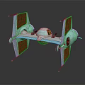 3D Rendered Starfighter With Light Blue Body And Brown Wings Engine Details
