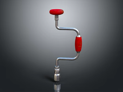 Mechanical Component With Metal Curved Rod Red Top Knob And Handle Connector 3d model