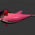 Cute Dolphin Toys Blue With Hat Bow Tie And Pink With Red Rose Decoration