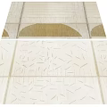 Neutral Toned Square Rug With Geometric Patterns And Circular Design Elements