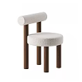 Modern Simple Solid Wood Dining Chair with Backrest 3d model