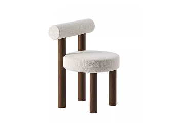 Modern Simple Solid Wood Dining Chair with Backrest 3d model